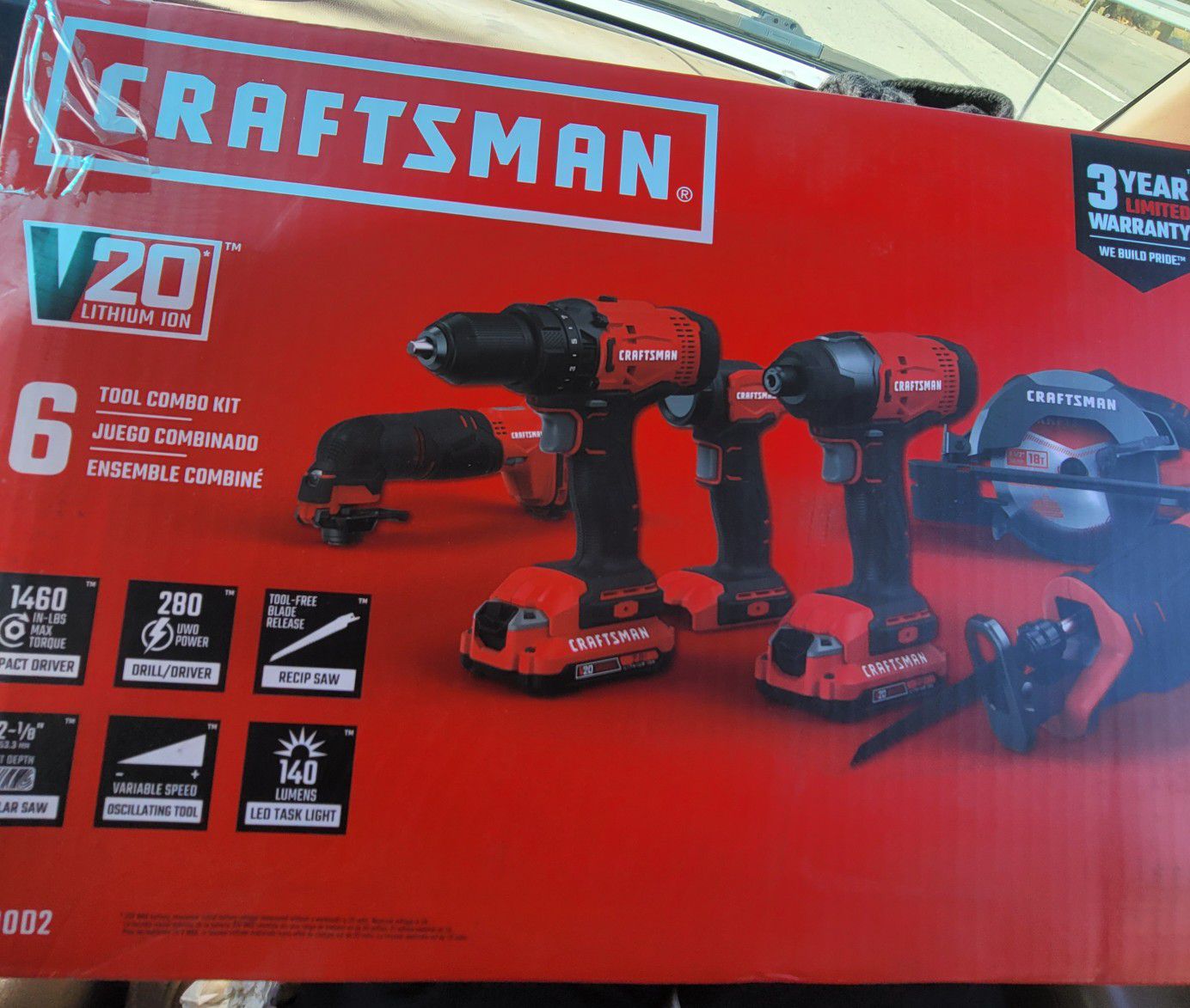 CRAFTSMAN V20 6-Tool 20-Volt Max Power Tool Combo Kit with Soft Case (Charger Included and 2-Batteries Included)