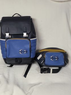 Preowned Like New Coach Mens Back Pack And Matching Waist Bag/ Fanny Pack.Used For Vacation