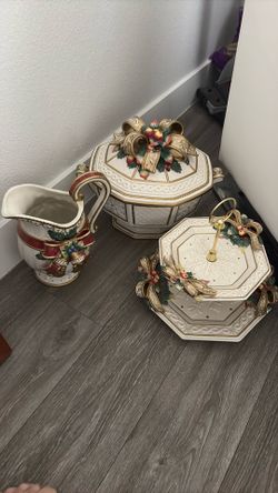 Fitz & Floyd Holiday Christmas Snowy Woods Set