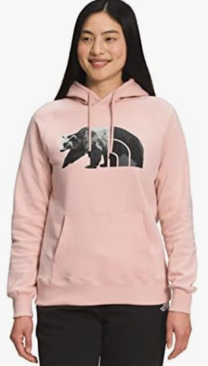 The North Face Sand Pink TNF Bear Graphic Hoodie Size S Used Excellent MSRP $65
