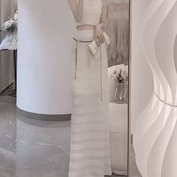 Women’s Sexy Halter Crop Top & High-Waist Bodycon Skirt Set | Summer Two-Piece Outfit. S Size