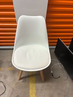 4x White Modern Dining Chair with Wood Legs