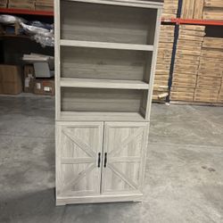 #10180524 Bookcases with Doors, Farmhouse Storage Cabinet 69 in Tall 5-Shelf Bookcase, Floor Standing Display Bookshelves with Adjustable Shelves for 