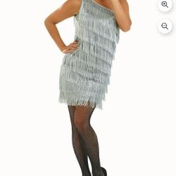 Flapper Girl off Shoulder Fringe Costume 