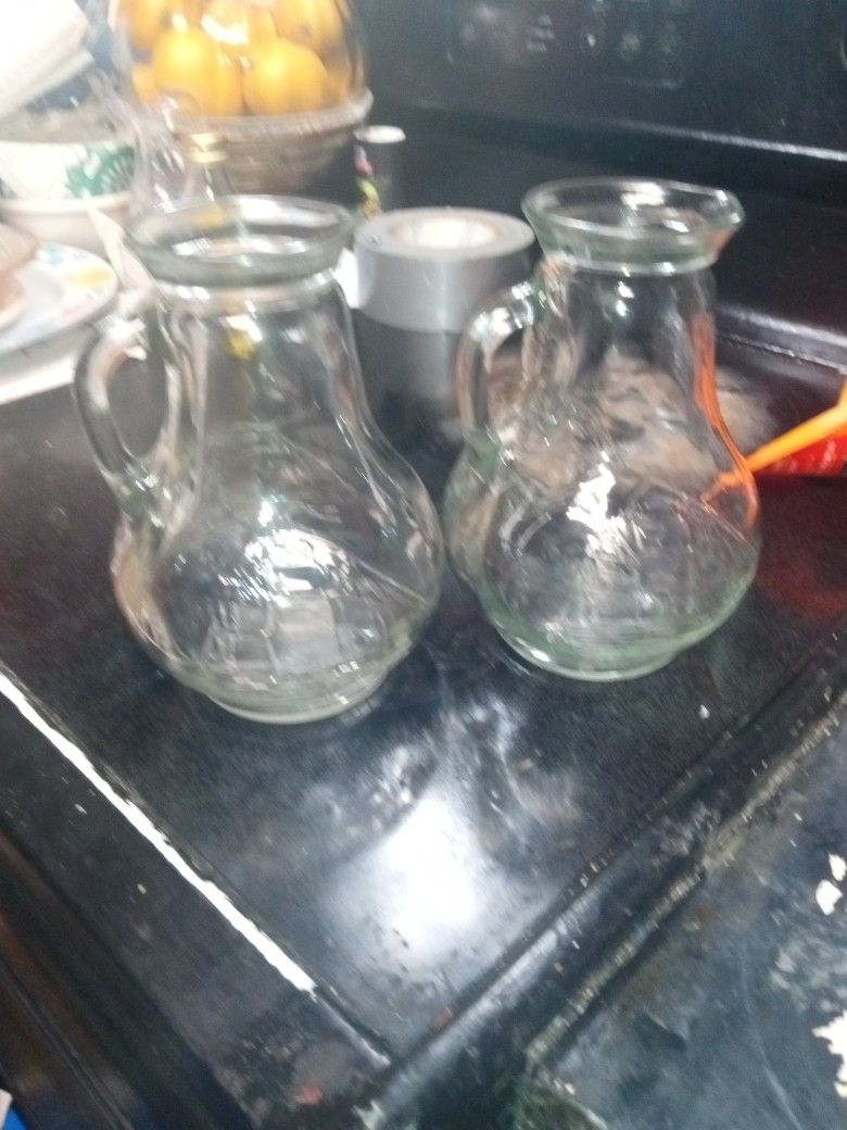 2 Vintage Glass pitchers