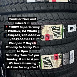 SET OF NEW TIRES, LT265/75R16 ATTURO AT , INCLUDING MOUNTING AND BALANCING. ASK ME FOR ANY SIZE OR BRAND