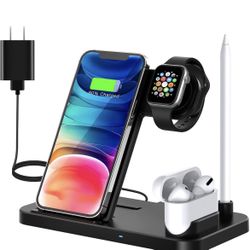 Wireless Charging Station - 4 in 1 Wireless Charger Charging Stand Compatible with iPhone 14 Plus Pro max 13 Pro max 12 Pro max SE 11pro X XR Xs Max 8