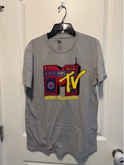 MTV Music Television Unisex Gray T-Shirt Boom Box, Size large