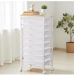 Rolling cart with white drawers