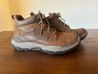 Skechers Respected Boswell Men's Leather Boots Size Men’s US 11 Extra Wide Fit Goodyear Soles