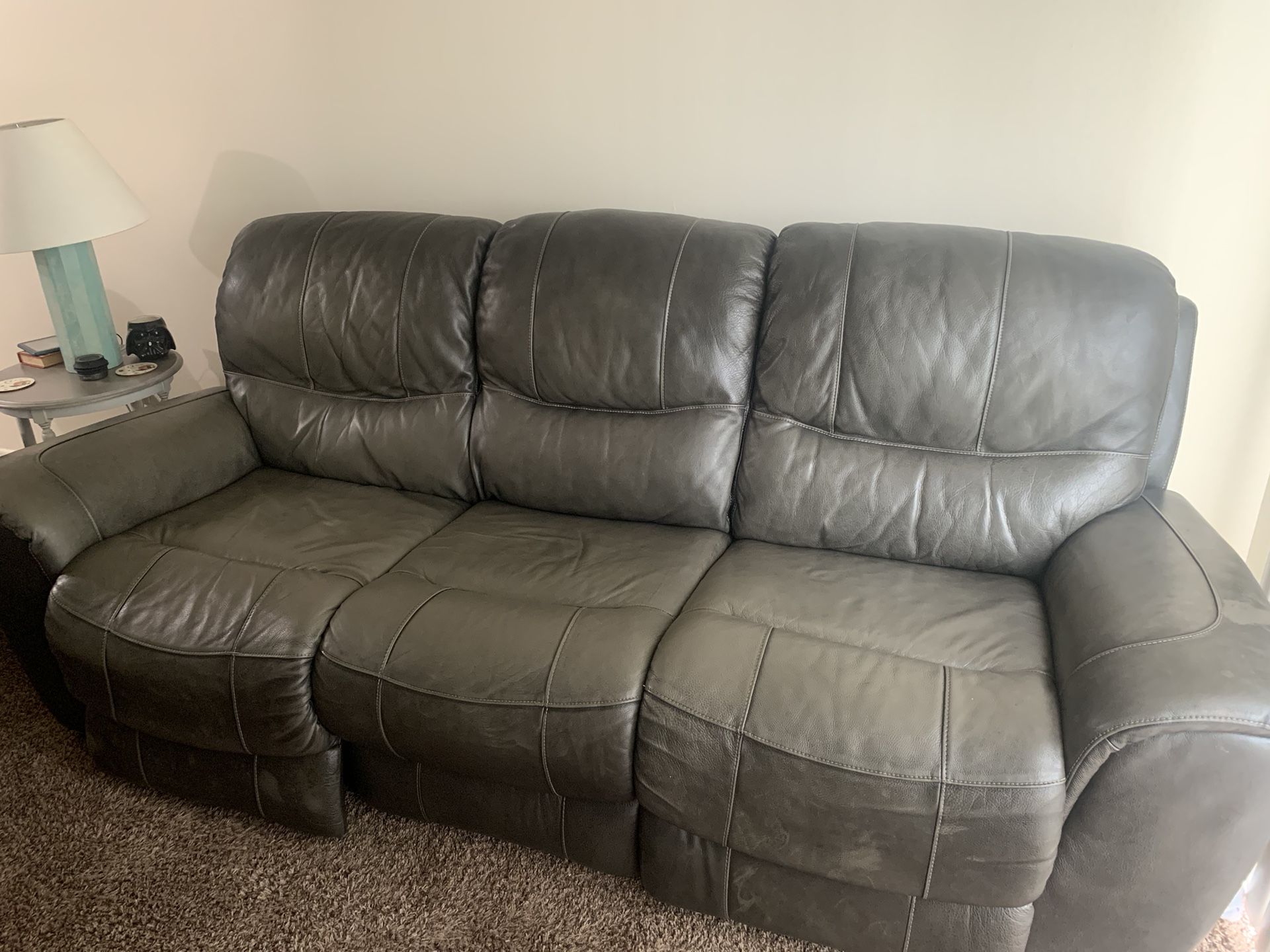 Leather recliner couch