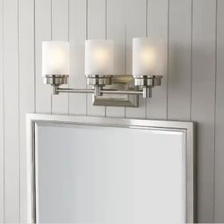 Hampton Bay Cade 3-Light Brushed Nickel Bathroom Vanity Light Fixture $25 OBO. Like New!!!