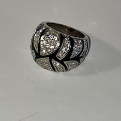 Diamond & Silver / Black Chunk Ring