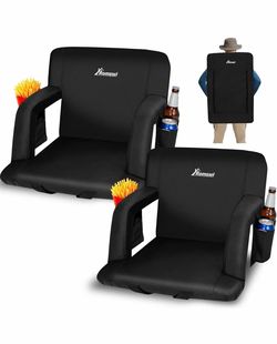 2 Pack Etra Wide Backpack Reclining Stadium Seat with Armrests, 6 Adjustable Ang