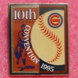 Chicago Cubs Vintage Goldtone (1995) "10th' ANNUAL CUBS CONVENTION" COLLECTOR'S Pin (UNUSED)😇 GREAT FOR HATS!💣 Please Read Description.