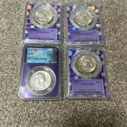 (4) Trader Bea Franklin Half Dollars 1962 NGC PF67, 1963 PCGS MS64, 1957-D PCGS MS63 FBL, 1960-D PCGS MS64 🏦 OPEN TO TRADES 🏦