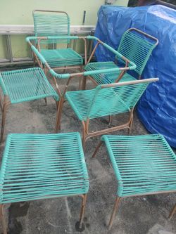 Mid Century Modern 7 Piece Spaghetti Patio Set