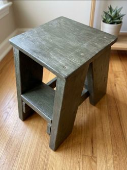 Wooden step stool plant stand or table