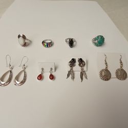 925 Silver Earrings & Rings Lot $100 OR Earrings With Ring $35