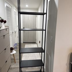 Modern Black Metal 6-Shelf Bookshelf / Storage Shelf – 78” Tall – Like New