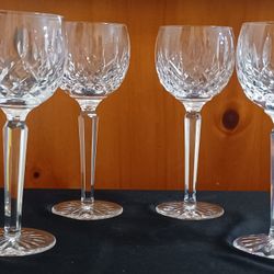 Waterford Lismore Crystal Balloon Wine Glasses Blown Glass Ireland Wine Set of 4