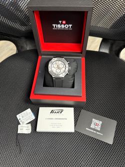Tissot T-Race Men’s Chronograph Watch   45mmStainless Steel Silicone Bracelet Box and Papers