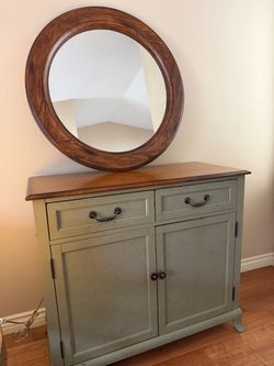 Round Wood Mirror 34” Wide