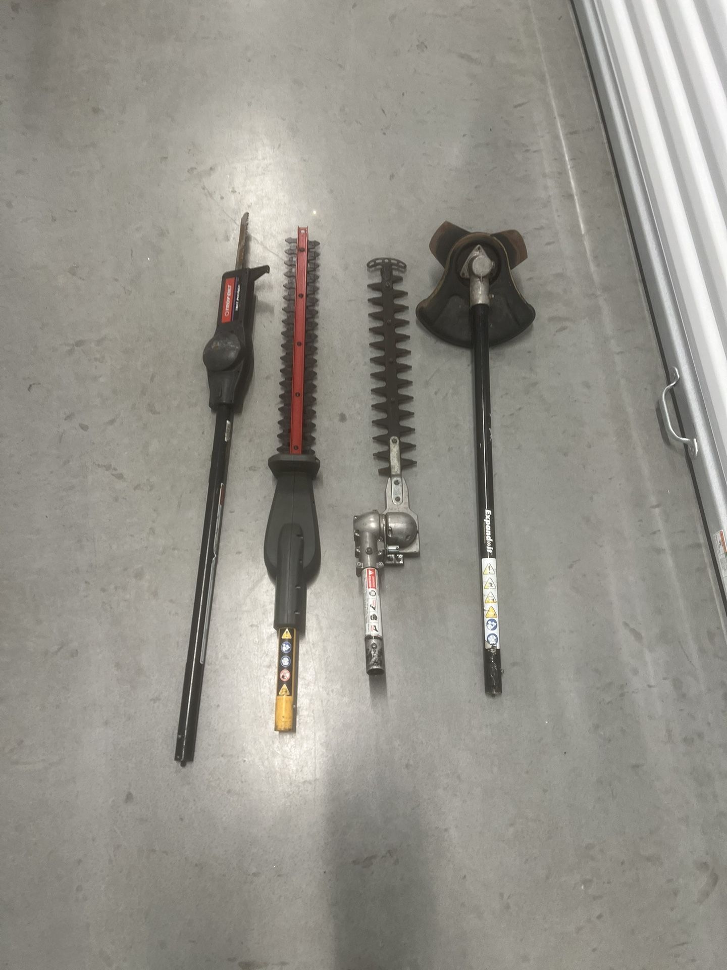 Lot Of 4 Ryobi Expand-it & Troy Built Hedge Trimmer Attachments Ut1507a Read. All attachments work the were on gas powered equipment but also and main
