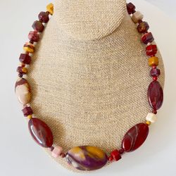 NIP JAY KING Mine Finds Sterling Silver Natural Mookaite Jasper Bead Necklace