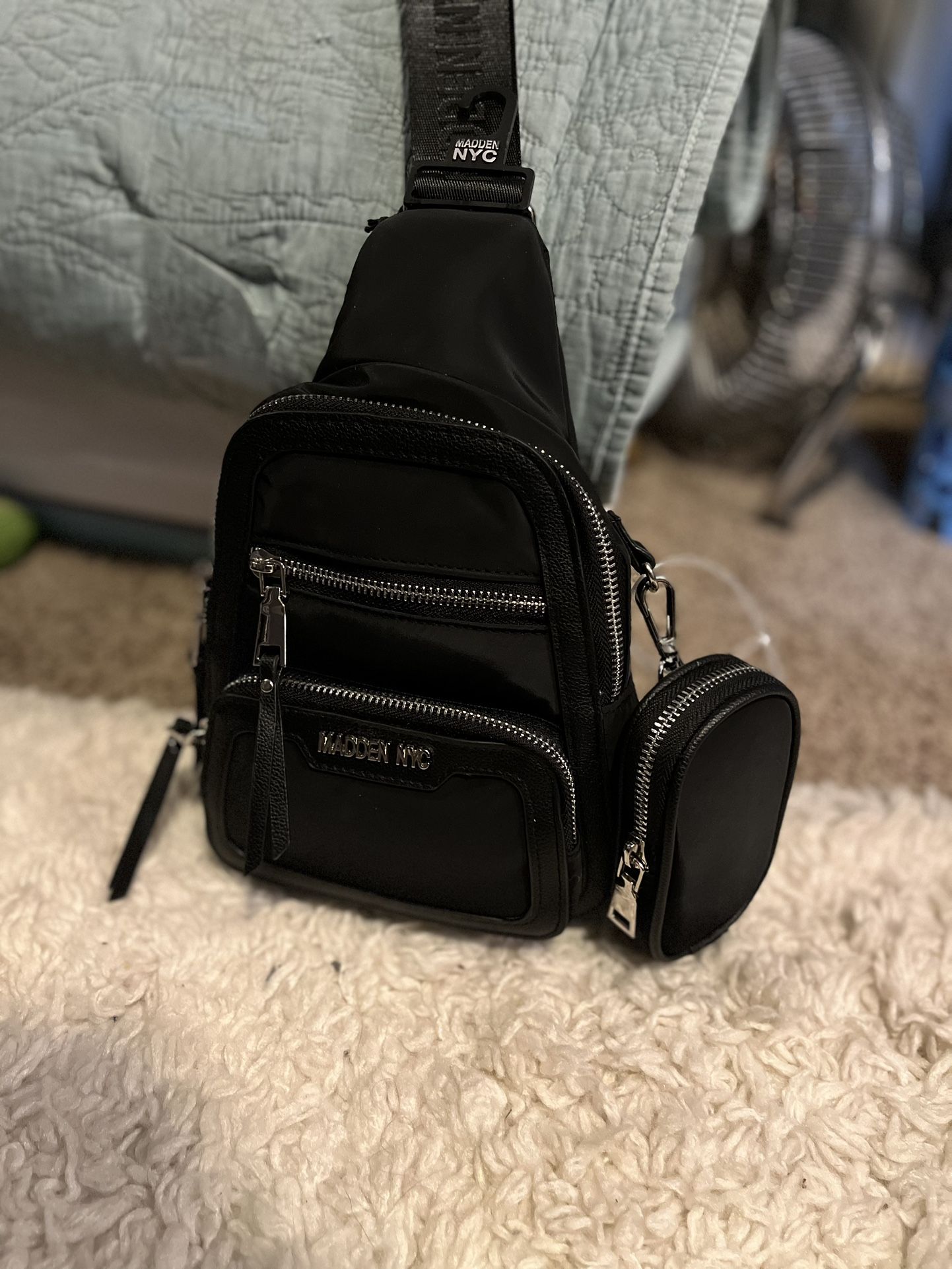 NWT Madden NYC Women's Sling Bag with Pouch, Black