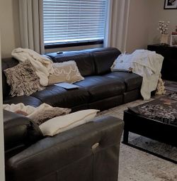 Dark Brown Leather Sectional Sofa