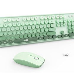 Wireless Retro Keyboard + Mouse Combo (Green)