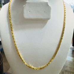 18K YellowGold | Baht Chain D/C Style Necklace 