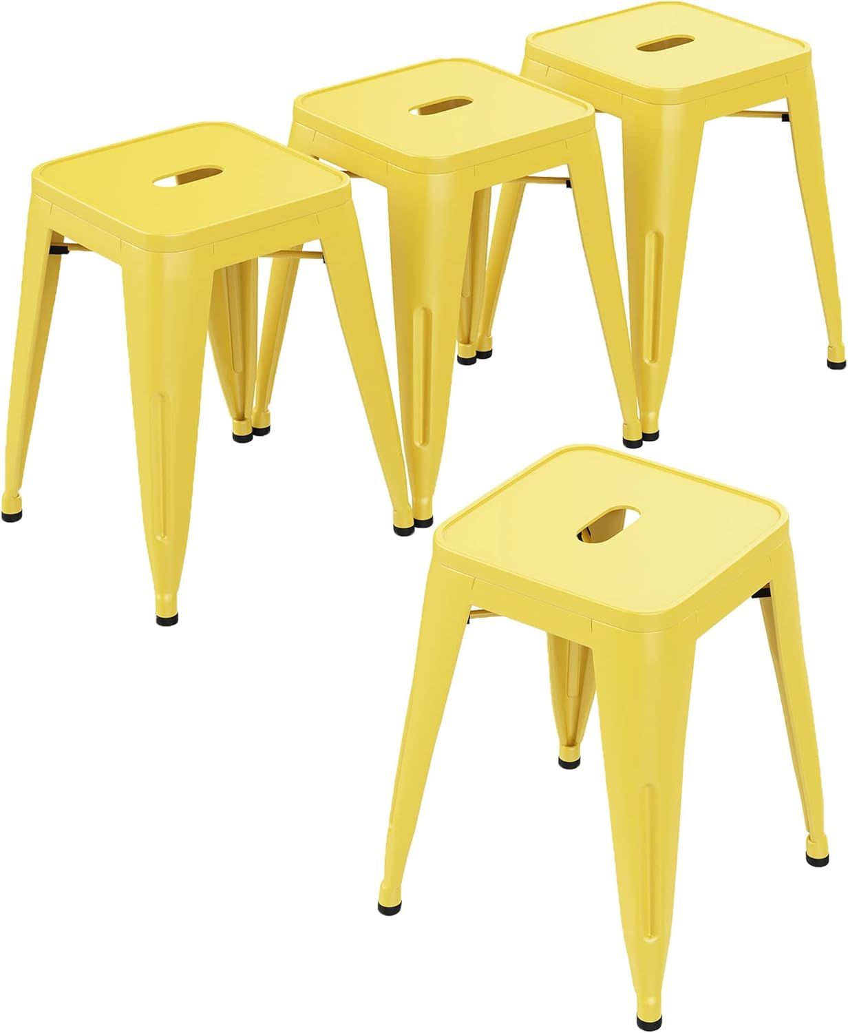18 Inch Stackable Metal Stools Industrial Short Stools Backless Barstools Classroom Chairs Metal Dining Chairs Set of 4 for Kitchen, School & Dining Y