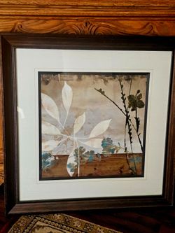Vintage 90s Large Framed Botanical Wall Art ("Floralscape I") – 33" x 32"