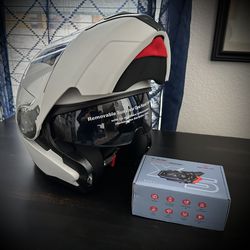 Brand New (Large) Matte Grey Bluetooth Motorcycle Helmet