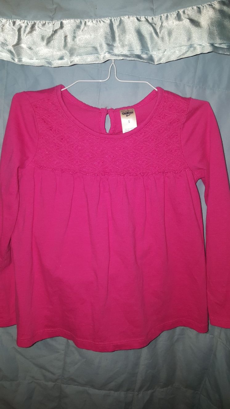 Size 5 girls long sleave crochet design shirt