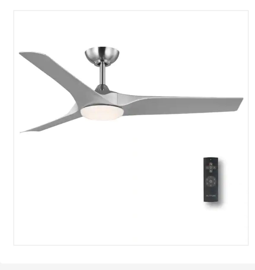 Altitude Gossamer 52 in. Integrated LED Indoor Brushed Nickel Ceiling Fan with Remote Control and White Color Changing Light Kit