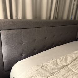 Queen platform bed light grey