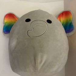 Limited Ed Squishmallow Mila Elephant W Rainbow Ears. Used
