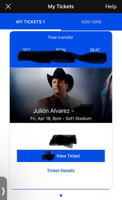 JULION ALVAREZ ( 1 Ticket) 🎟️‼️