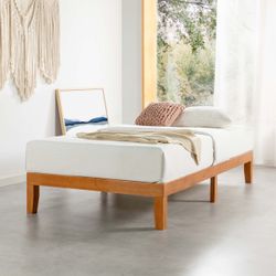 Mellow Naturalista Classic - 12 Inch Solid Wood Platform Bed with Wooden Slats, No Box Spring Needed, Easy Assembly, Full, Natural Pine  New unassembl
