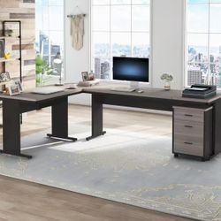 83 Inch L-Shaped  Executive Office Desk 