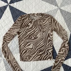 Brown/Cream Sheer Top