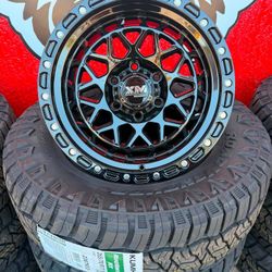 XM701 GLOSS BLACK 17X9 6X139.7 TIRE 265 70 17 KUMHO RT ALL 4 WHEELS AND TIRES