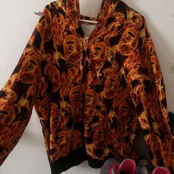 Bape flame wide full Zip-up 