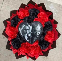 Chucky & Tiffany Horror Themed Rose Bouquet