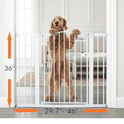 Cumbor 29.7-46" Wide Extra Tall Safety Dog and Baby Gate,   36" Tall   Pressure Mounted Auto Closed Pet Gate for Stairs,Doorway, Easy Walk Thru Child 