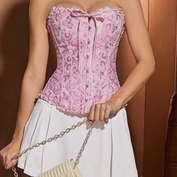 Corsets Top  Waist Cincher Satin Trainer Lace size L/xL  NEW