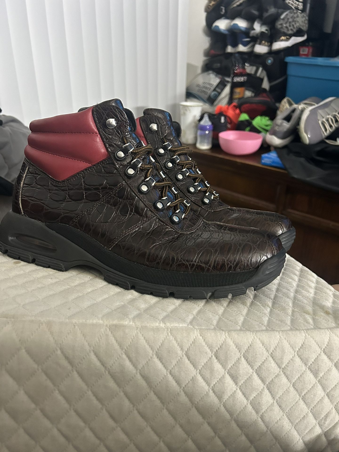 Jordan by Cole Haan Mens Leather Icy Hiking Boots Sz 10.5 Cinder/Red